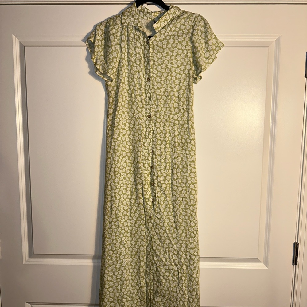 Billa Bong mid calf green floral dress